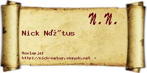 Nick Nétus névjegykártya